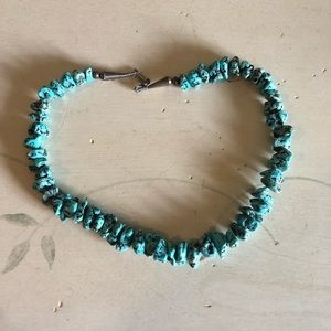 Raw turquoise bead necklace